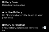 Screenshot of phone battery life