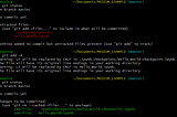 Screenshot of Git BASH screen to demonstrate tracking with git status and git add commands.