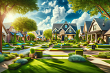 A beautiful Dallas suburban neighborhood on a sunny day.