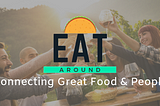 eat around logo overlaid on dinner party image.