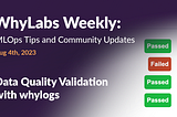 WhyLabs Weekly MLOps: Data Quality Validation