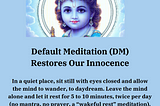 Default Meditation (DM) Restores Our Innocence