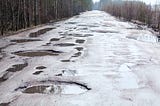 Pot hole filled road