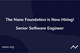 Open position at Nano — Senior Software Engineer