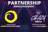 Partnerships between CrazyMeta<>Hidden Beyond (“open-world action-adventure games”)