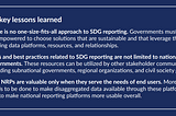 What’s next for SDG reporting? Lessons learned from the SDG National Reporting Initiative