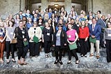 Around 50–75 people gathered outside the Washington State Capitol for the PSRW award ceremony.