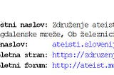 POZIV K ENAKOPRAVNEMU IN ENAKOVREDNEMU NAVAJANJU PODATKOV IN INFORMACIJ O ATEISTIH IN ATEISTKAH V…
