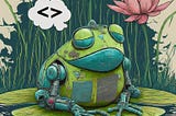 Robot frog dreaming about coding