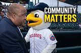 Dominic Carter with Brooklyn Cyclones mascot highlighting community engagement and leadership