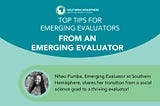 Top Tips for Emerging Evaluators From An Emerging Evaluator