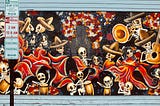 Streetart: skeletons celebrating