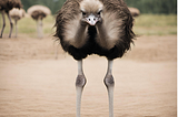 An ostrich looking directly at the camera