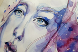 A watercolor image of a woman’s face