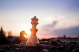 Chess pieces in sihouette