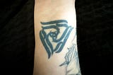 Tattoo of a tattoo inspired by “Three Libras” from A Perfect Circle