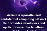 Introducing Arcium: The First parallelized confidential computing network.