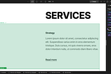 A Service Item component inside my portfolio template — Kennedy