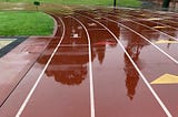 A rainy morning track workout at Kezar Stadium in San Francisco
