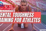 Mental toughness training for athletes. Female on track focused on the sprint ahead. mindset