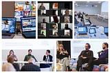 A collage of photographs of Wikimedia affiliates celebrating Public Domain Day 2025