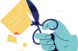 vector illustration of a hand cutting up a card with scissors