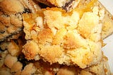 A close-up of crumb cake