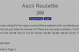 Ascii_Roulette #Defcon_Red_Team_Village_CTF_Quals