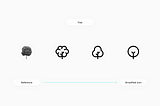 The process of simplifying a tree icon.