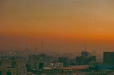 Sunset over Tehran, Iran.