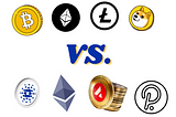 Proof of Work tokens vs Proof of Stake tokens. Tokens are not the same as the blockchains they operate on top of.