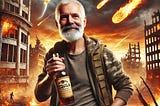 AI figure of man holding tequila during amrageddon