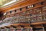 Photo of a library with a balcony.