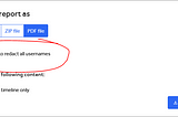 Redacted usernames disclosure in "Export as .pdf" feature