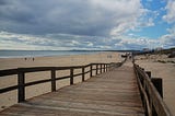 A boardwalk in Portugal; beach; sand; sea