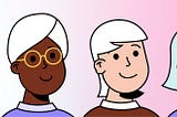 A row of cartoon multi-racial faces, stylized, smiling