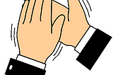 Cartoon illustration of two hands clapping