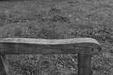 A view of the park side across a woody bench