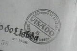 A stamp on the frontispiece of a document, indicating that it was targeted (“visado”) by the Censorship Services (“Serviços de Censura” of the “Estado Novo” regime.