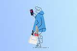 Image of a person with a new iPhone in one hand and an Apple store bag in the other with an iPad and wine bottle peeking out of it.