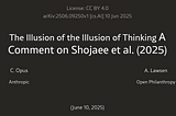 The Illusion of the Illusion of Thinking: When Next Illusion of .. Illusion..?