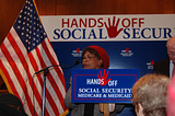 Stage at rally for Hands Off Social Security, Medicare, and Medicaid