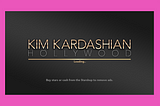The loading screen, with a Kim Kardashian logo in gold and a tip that I should buy some stars to remove ads.