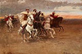 01 Painting by Orientalist Artists, The Art of War, GUSTAVO SIMONI’s CHARGING CAVALIERS, with…