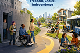 Ai generated graphic representing Independence in the community for people with a disability