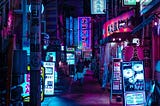 Neon lit Tokyo back alleys that can be found everywhere if you go off the beaten path