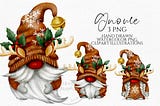 Rudolph Gnomes Png, Hand Drawn Watercolor Reindeer Gnome Clipart, Christmas Gonk Digital Instant Download, Commercial  PNG