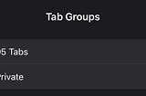 Tab Groups showing 95 open tabs