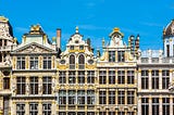 Golden ornaments on houses at Grand Place in Brussels