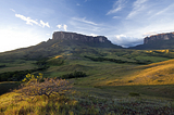 Kukenan Tepui and Mt Roraima at sunset, Canaima National Park, Venezuela